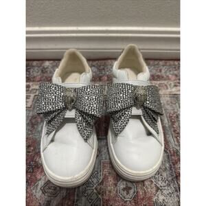 Kurt Geiger Mini Laney Bow Sneaker :Little Kid-Big Kid:White-Silver Size‎ 34/3M